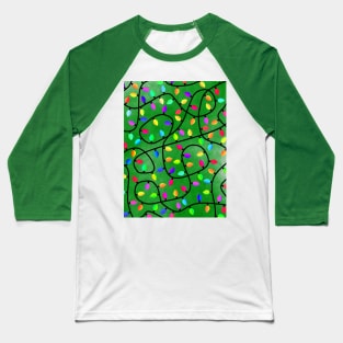 GREEN Christmas Lights Baseball T-Shirt